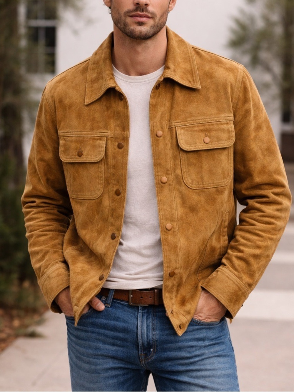 Vintage Tan Suede Heavy Weight Rancher Barn Jacket size 38